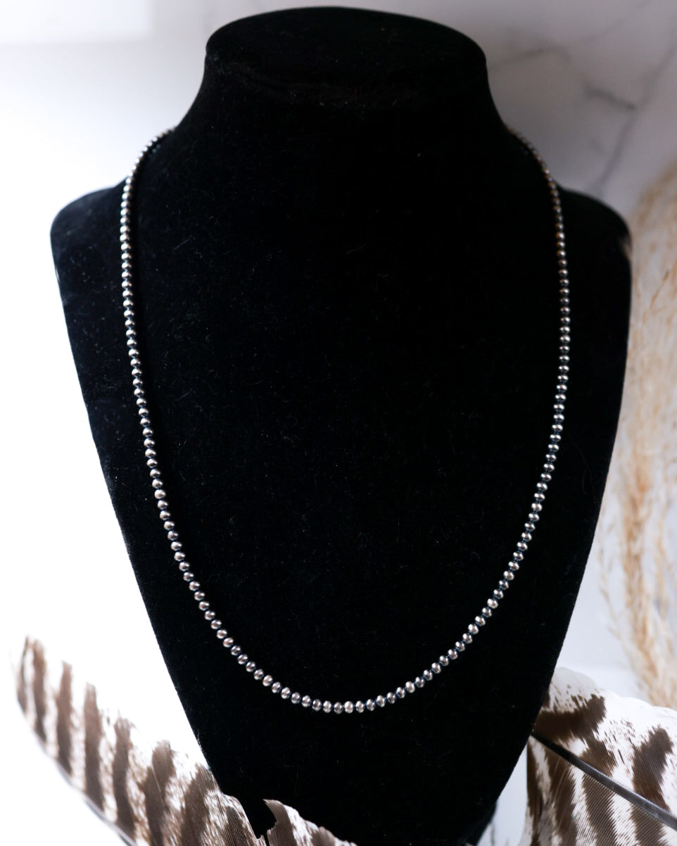Navajo Pearl Necklace - 3MM 20” - Smokin' Blues Turquoise