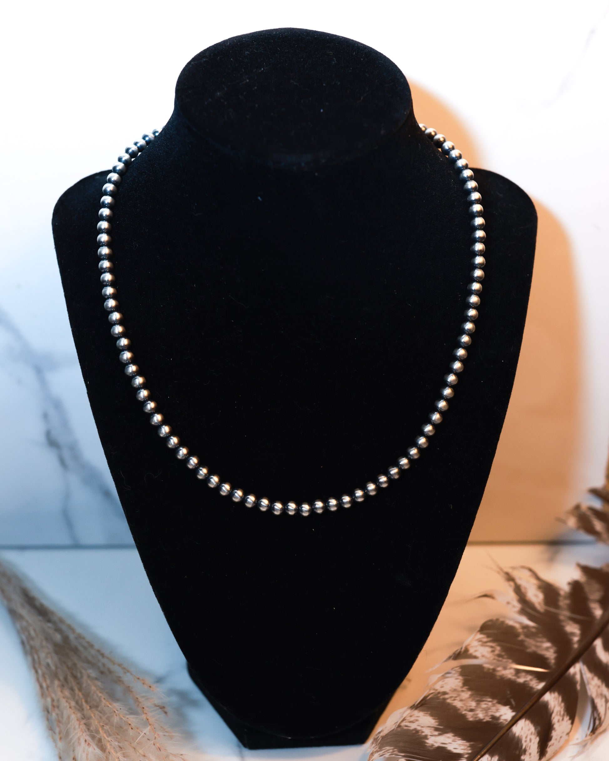 Navajo Pearl Necklace - 5MM 18” - Smokin' Blues Turquoise