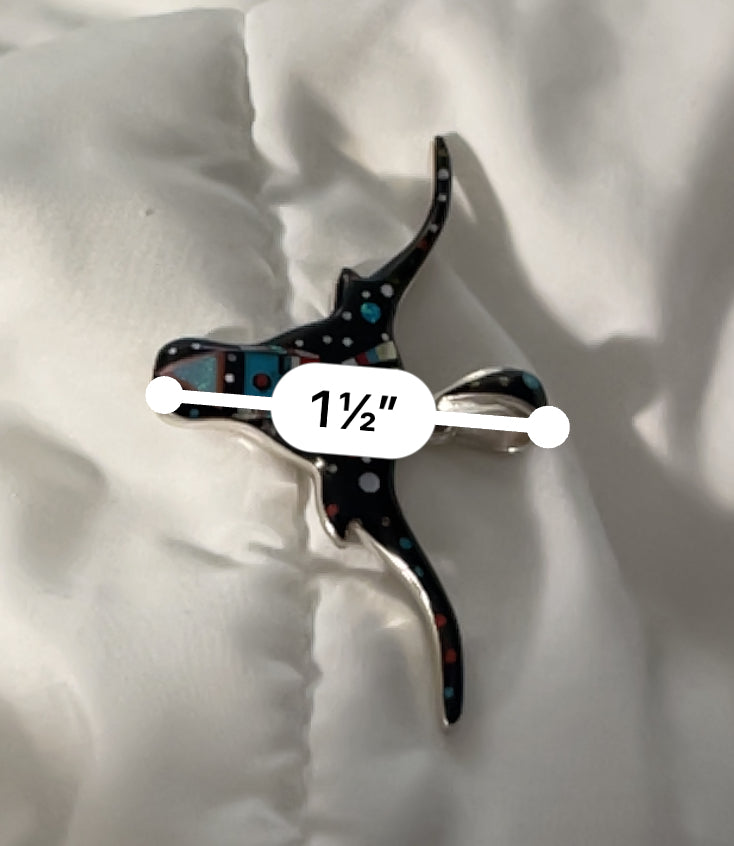 Zuni Longhorn Pendant - Smokin' Blues Turquoise