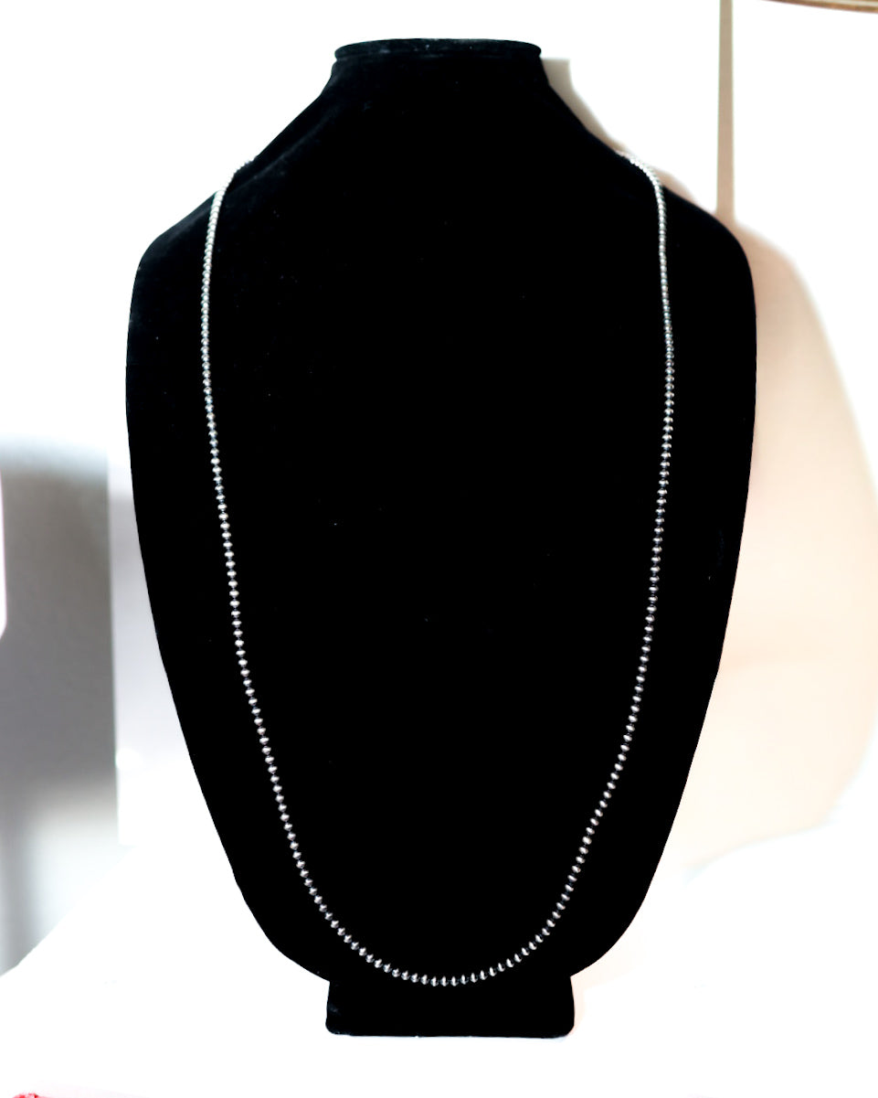 Navajo Pearl Necklace - 4MM 40” - Smokin' Blues Turquoise