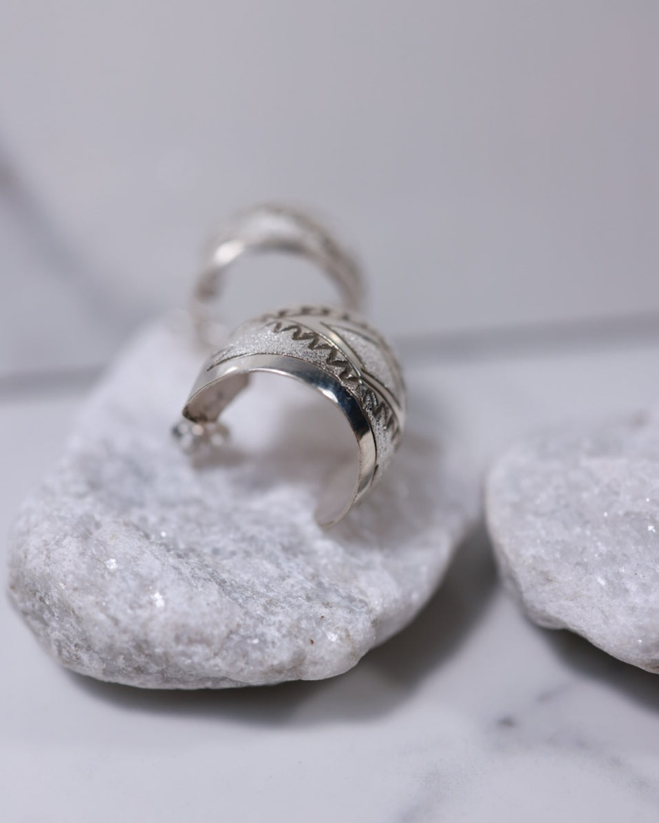Sterling Silver Hoop Earrings - Smokin' Blues Turquoise