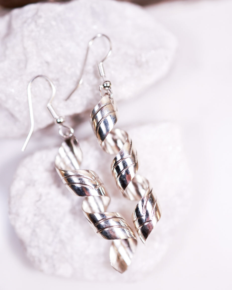 Sterling Twist Earrings - Smokin' Blues Turquoise