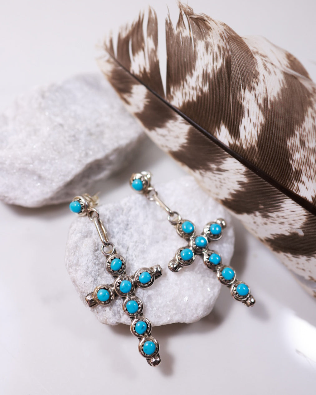 Turquoise Cross Earrings - Smokin' Blues Turquoise