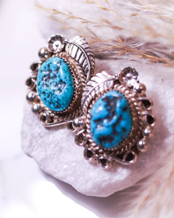 Turquoise Earrings - Smokin' Blues Turquoise