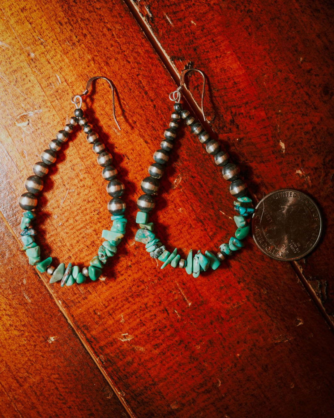 Navajo Pearl Earrings - Smokin' Blues Turquoise