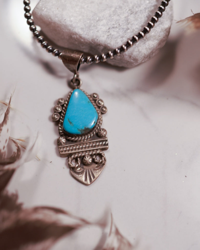 Turquoise Pendant - Smokin' Blues Turquoise