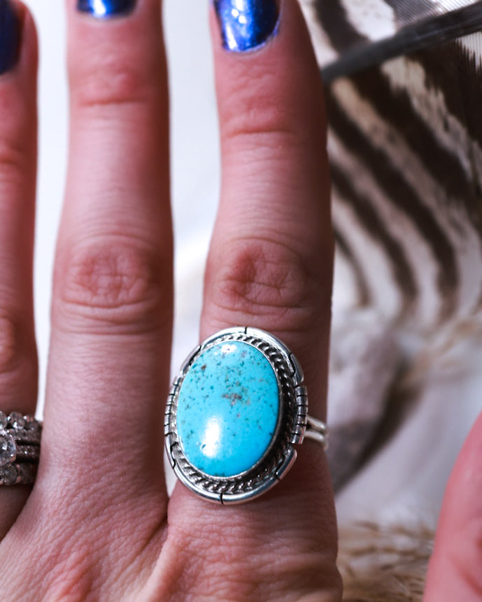 Turquoise Ring | Size 8.5 - Smokin' Blues Turquoise