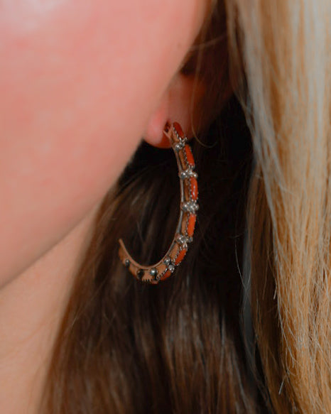 Coral Hoop Earrings - Smokin' Blues Turquoise