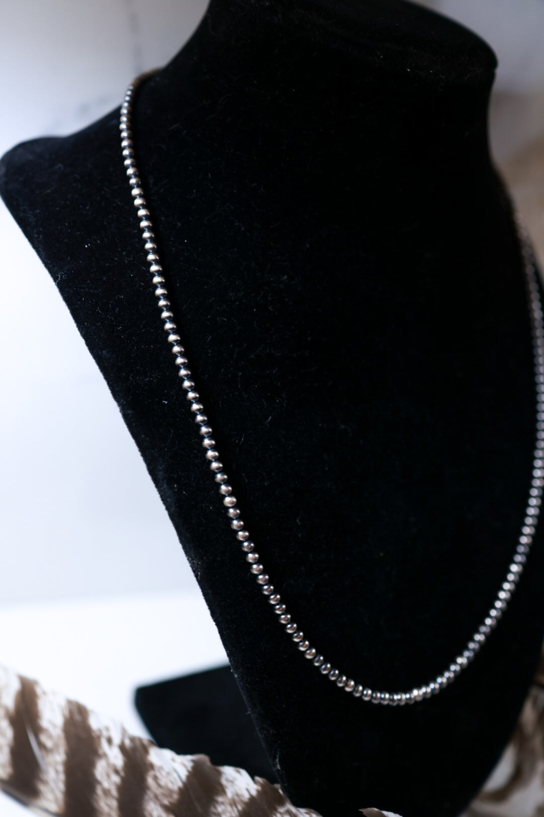 Navajo Pearl Necklace - 3MM 20” - Smokin' Blues Turquoise