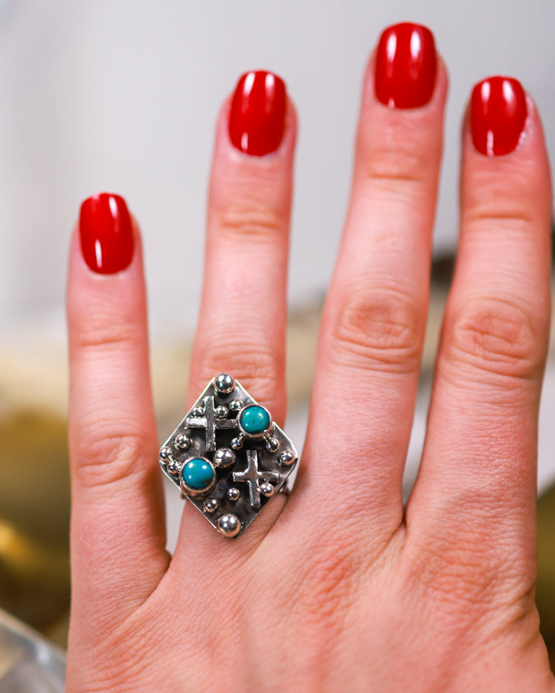 Turquoise Ring | Adjustable - Smokin' Blues Turquoise