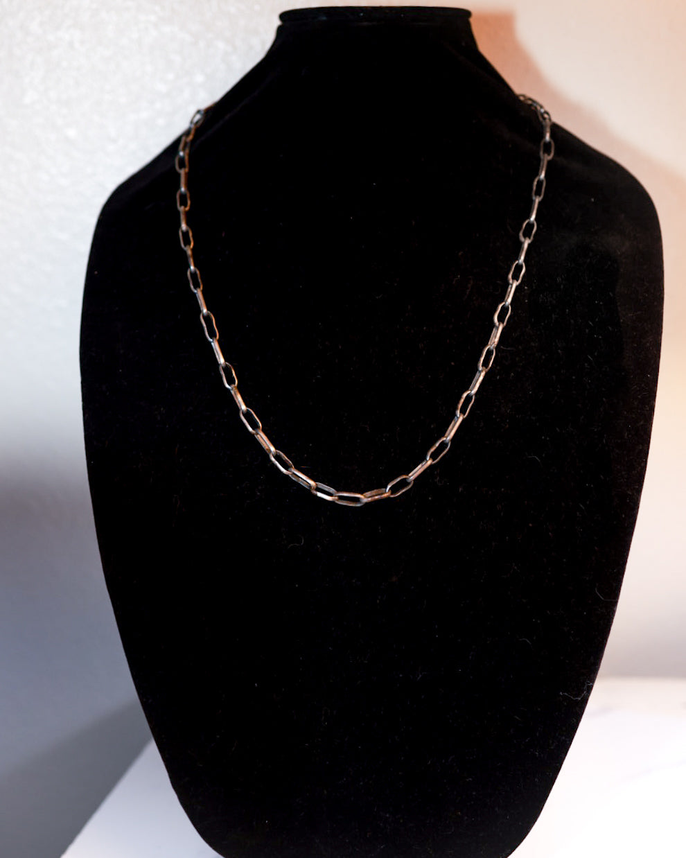 Sterling Paper Clip Necklace - 28” - Smokin' Blues Turquoise