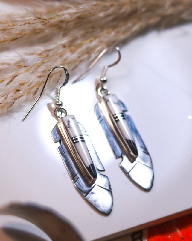 White Buffalo Earrings - Smokin' Blues Turquoise
