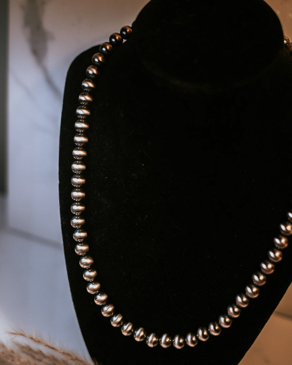Navajo Pearl Necklace - 10MM 20” - Smokin' Blues Turquoise