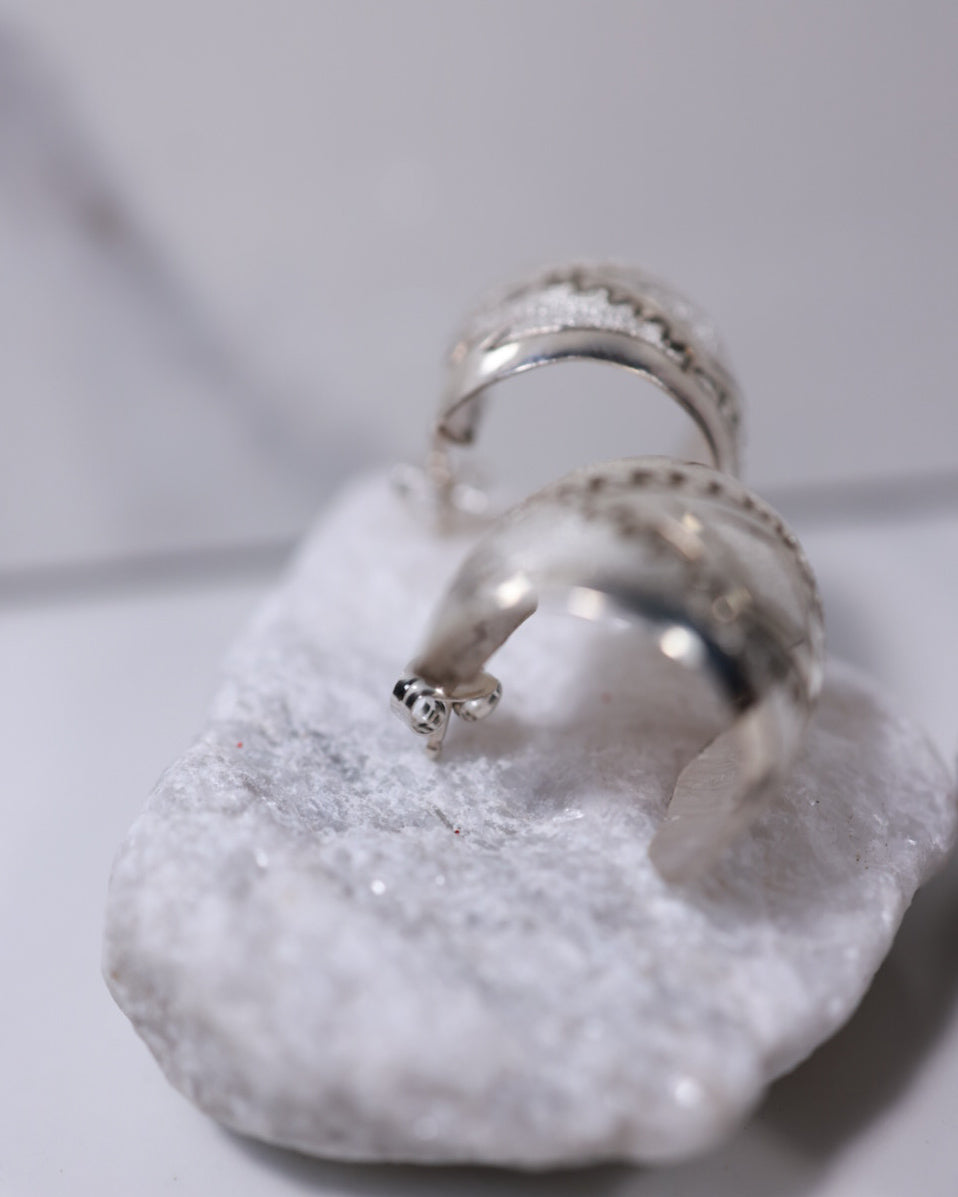 Sterling Silver Hoop Earrings - Smokin' Blues Turquoise