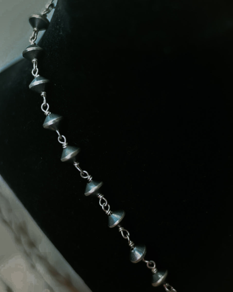 Navajo Pearl Rosary Beads - 18” - Smokin' Blues Turquoise