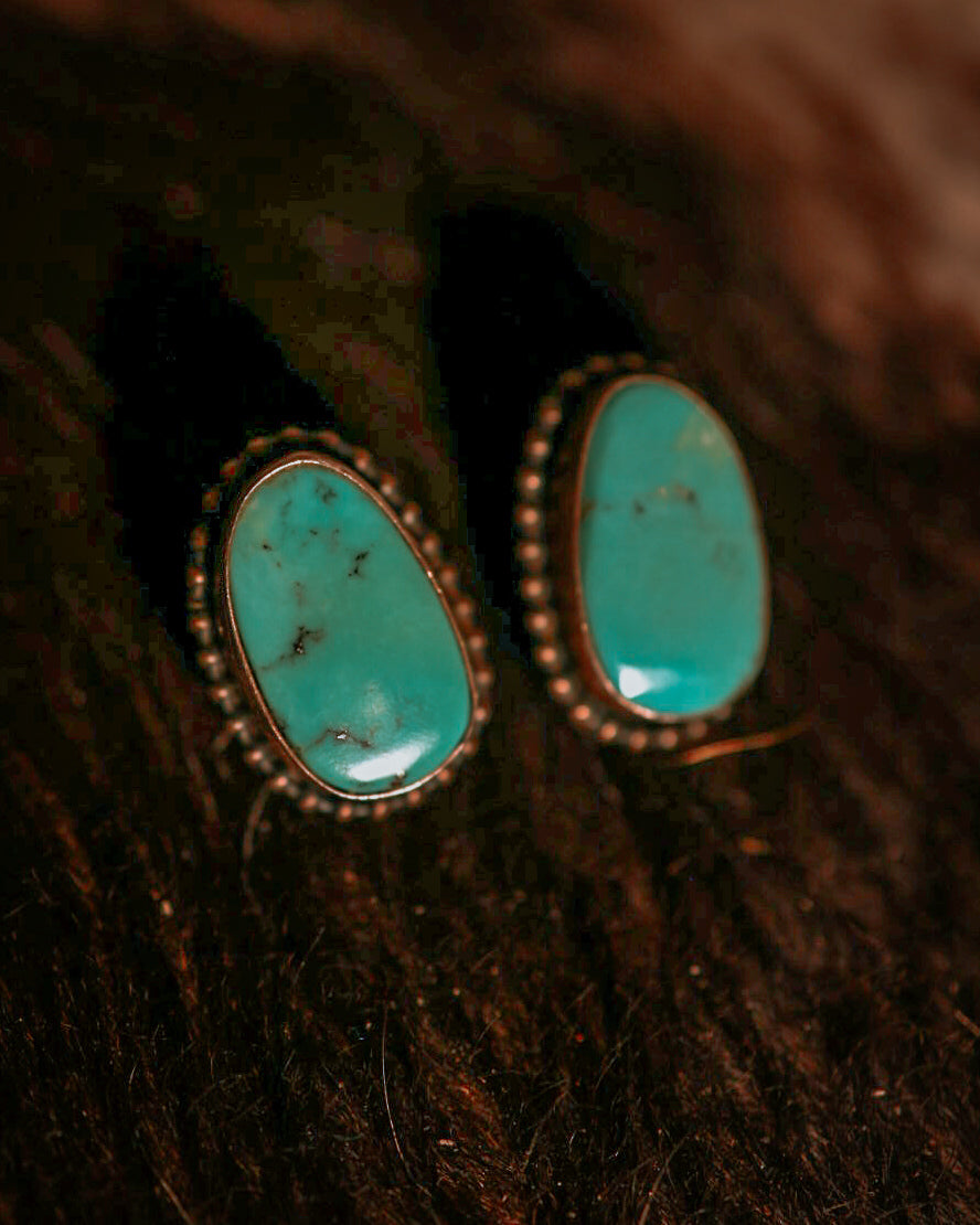 Turquoise Post Earrings - Smokin' Blues Turquoise