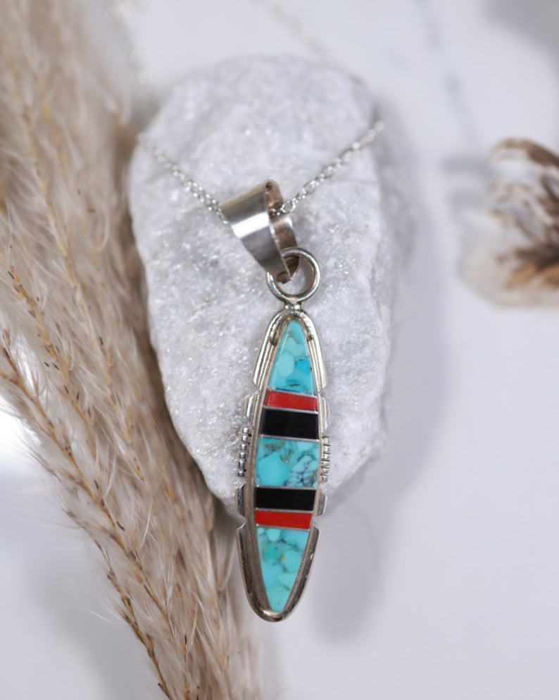 Turquoise Inlay Pendant - Smokin' Blues Turquoise