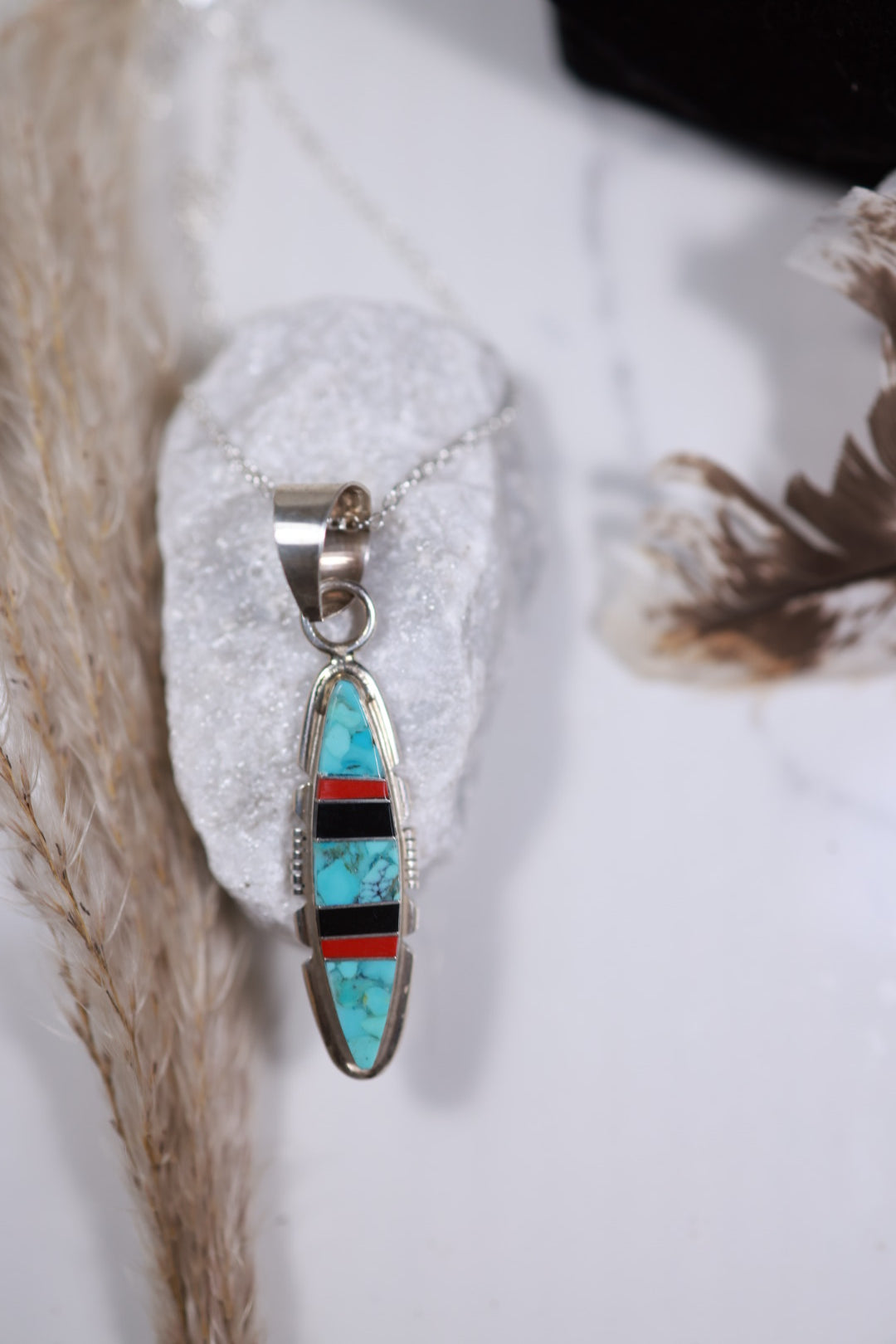 Turquoise Inlay Pendant - Smokin' Blues Turquoise