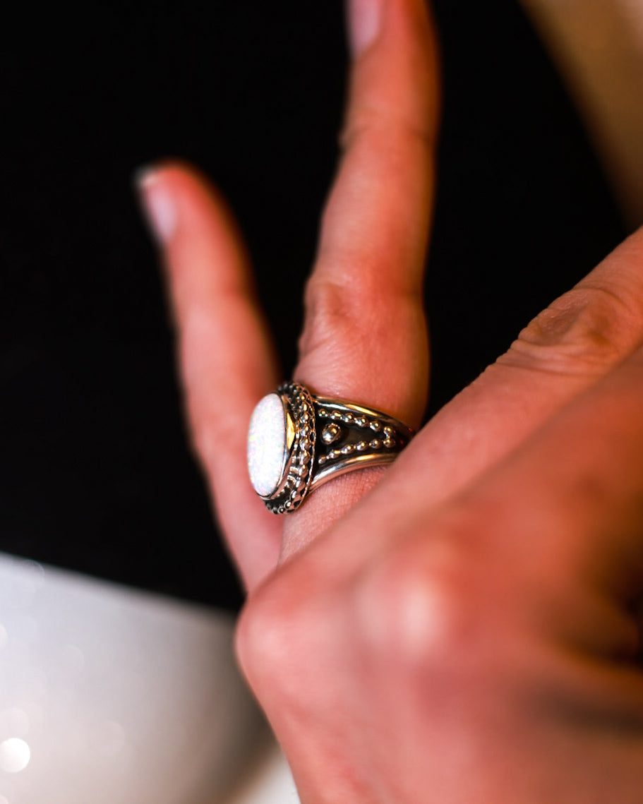 Opal Ring | Size 6 - Smokin' Blues Turquoise