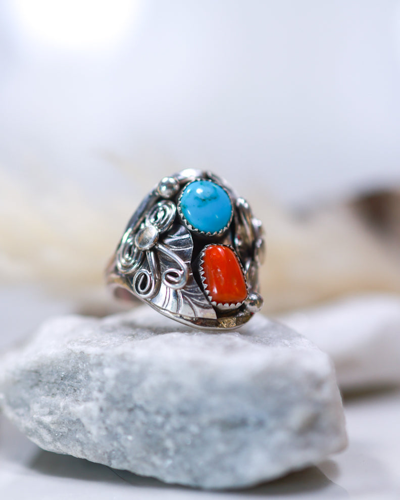 Turquoise Ring | Size 12.5 - Smokin' Blues Turquoise