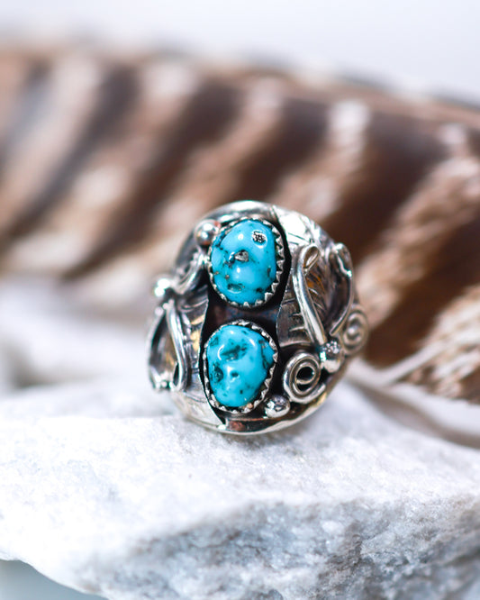 Turquoise Ring | Size 12 - Smokin' Blues Turquoise