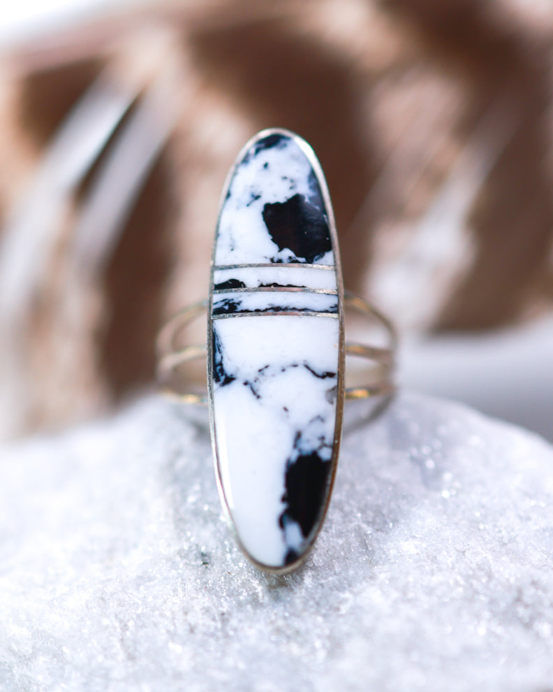 White Buffalo Ring | Size 9 - Smokin' Blues Turquoise
