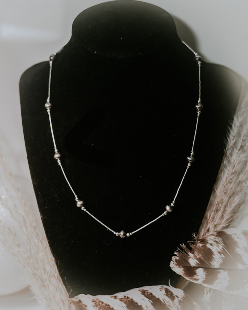 Navajo Pearl Necklace - 6MM 18” - Smokin' Blues Turquoise