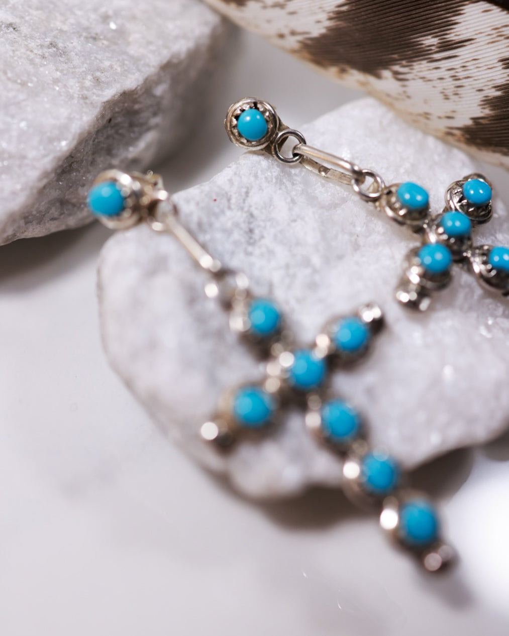Turquoise Cross Earrings - Smokin' Blues Turquoise