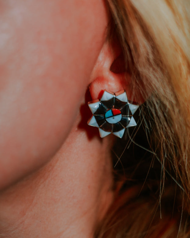 Zuni Earrings - Smokin' Blues Turquoise