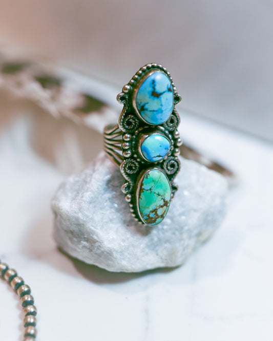 Turquoise Ring Size 8 - Smokin' Blues Turquoise