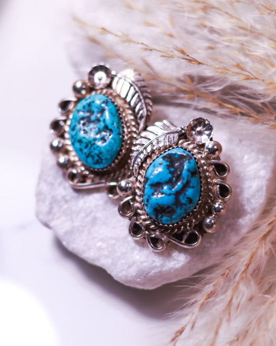 Turquoise Earrings - Smokin' Blues Turquoise