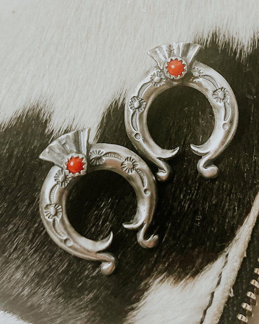 Coral Earrings - Smokin' Blues Turquoise