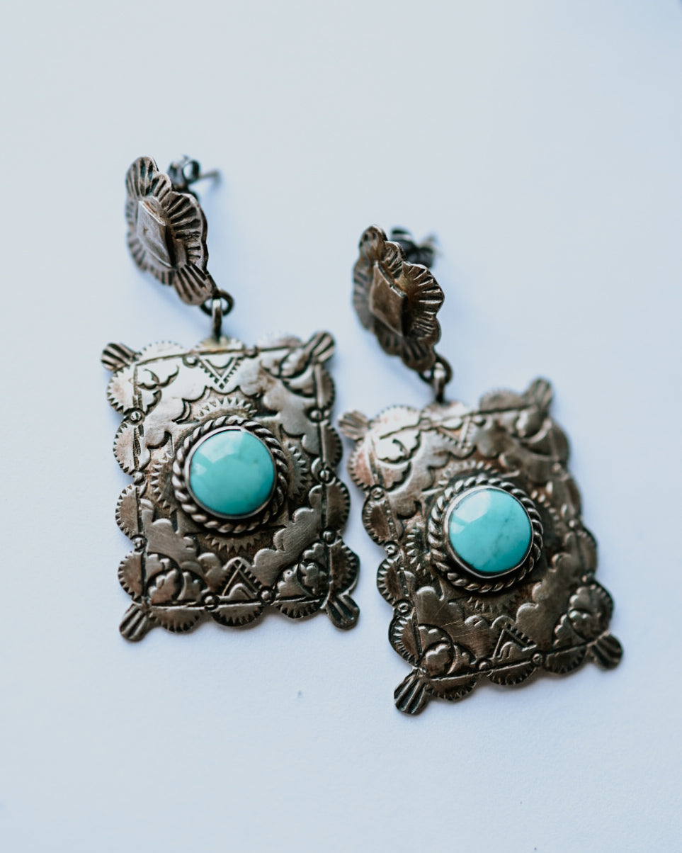 Turquoise Earrings - Smokin' Blues Turquoise