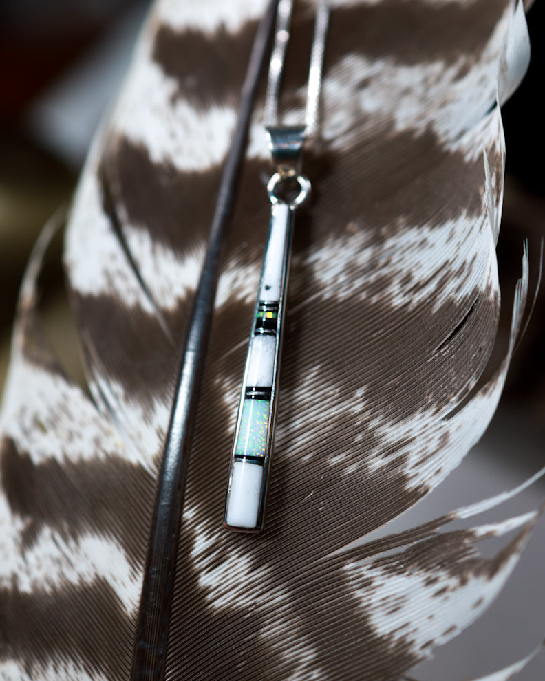 Opal/Onyx Pendant - Smokin' Blues Turquoise