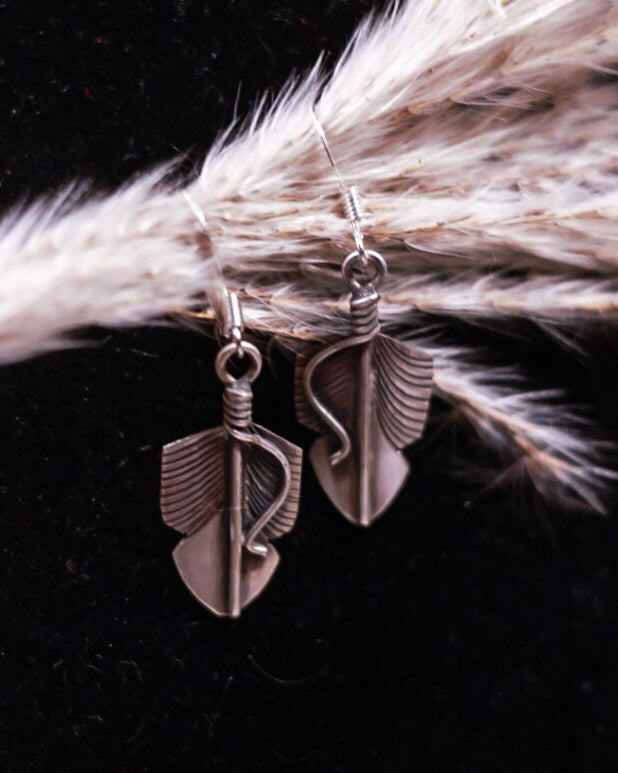 Sterling Feather Earrings - Smokin' Blues Turquoise