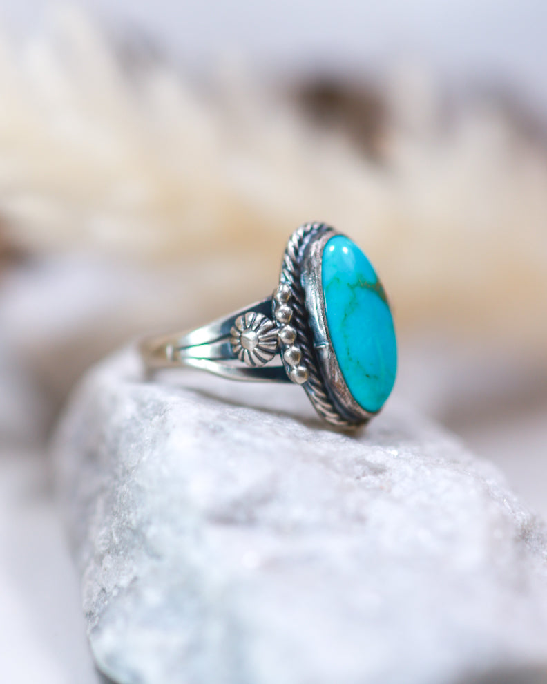 Turquoise Ring | Size 8.5 - Smokin' Blues Turquoise