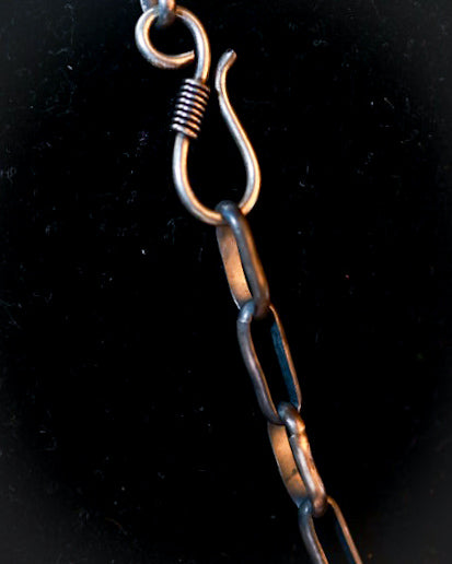 Sterling Paper Clip Necklace - 28” - Smokin' Blues Turquoise