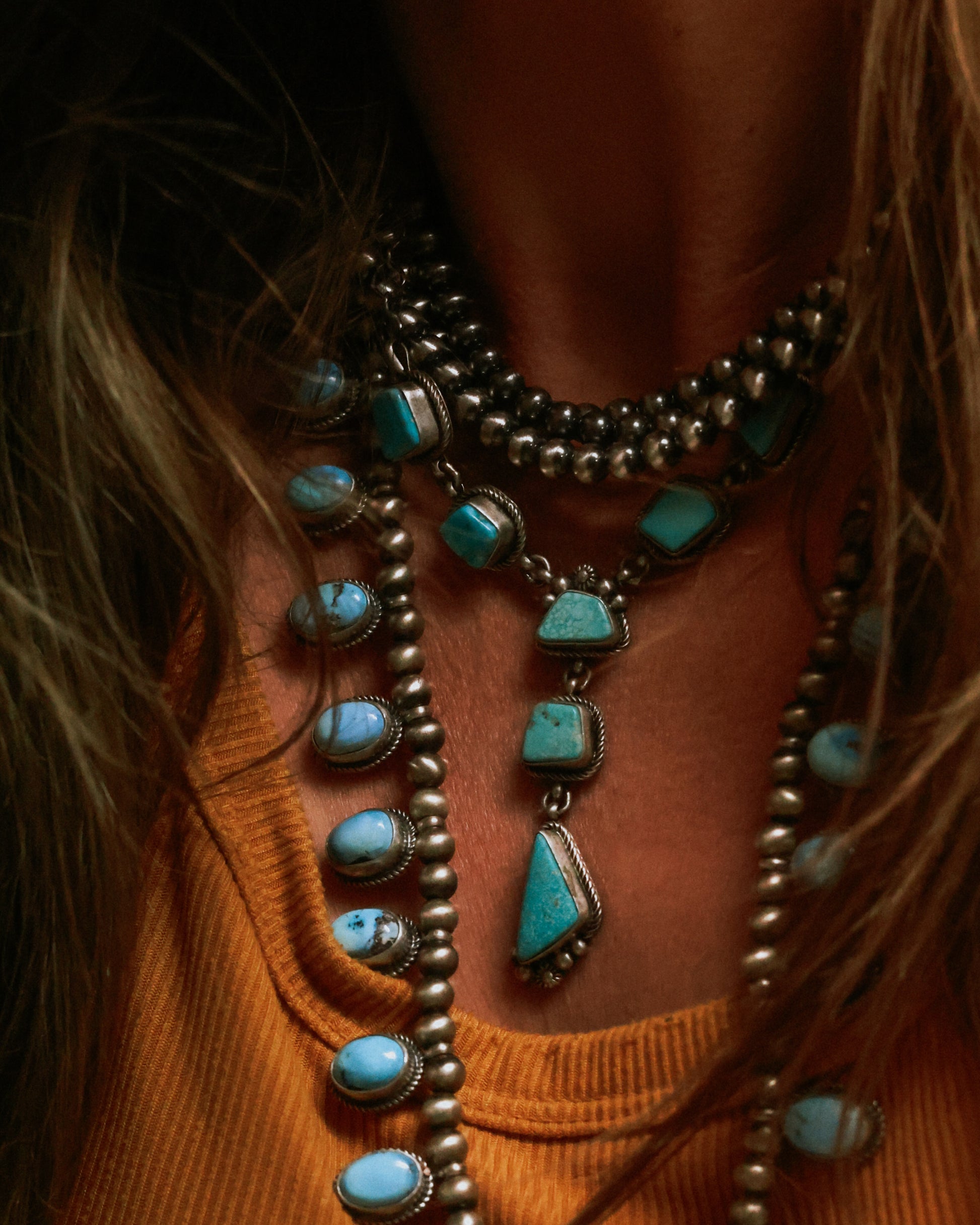 Authentic Turquoise Necklace and Earrings Set - Smokin' Blues Turquoise