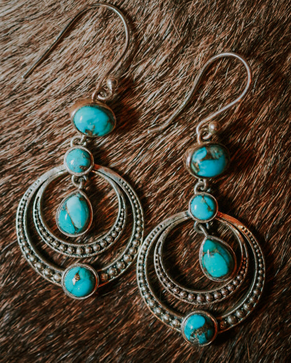 Turquoise earrings - Smokin' Blues Turquoise