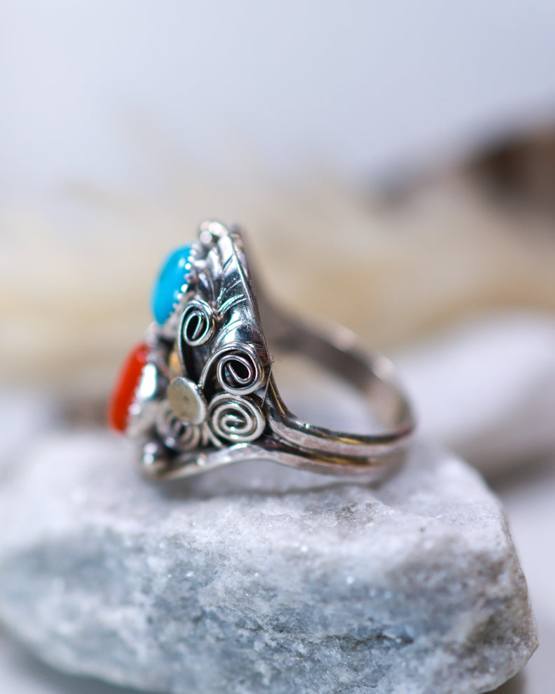 Turquoise Ring | Size 12.5 - Smokin' Blues Turquoise