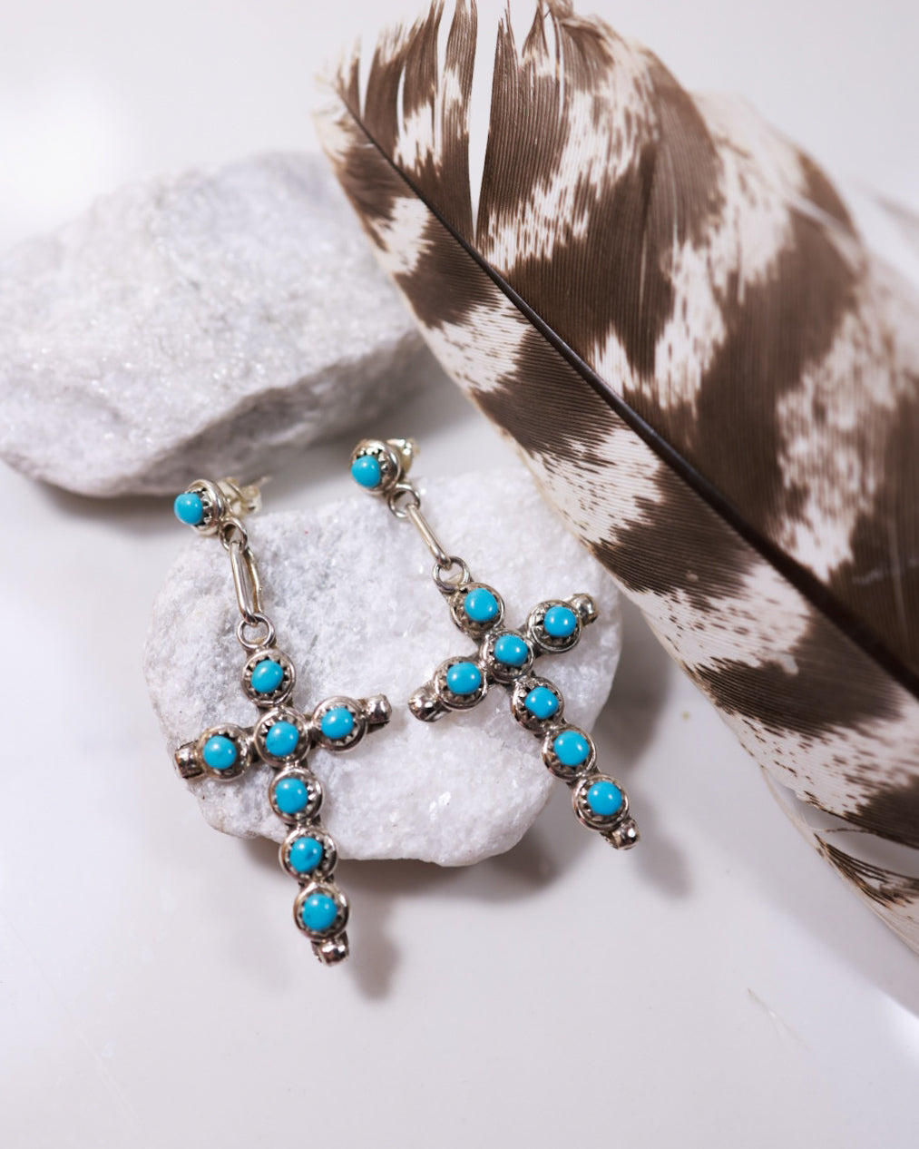 Turquoise Cross Earrings - Smokin' Blues Turquoise