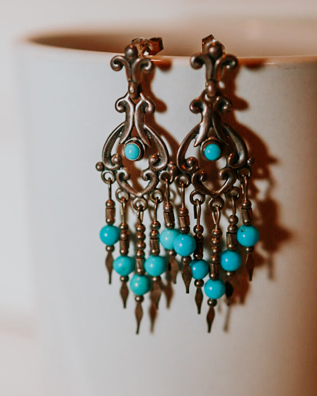 Turquoise Earrings - Smokin' Blues Turquoise