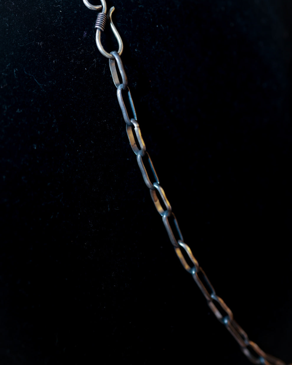 Sterling Paper Clip Necklace - 28” - Smokin' Blues Turquoise