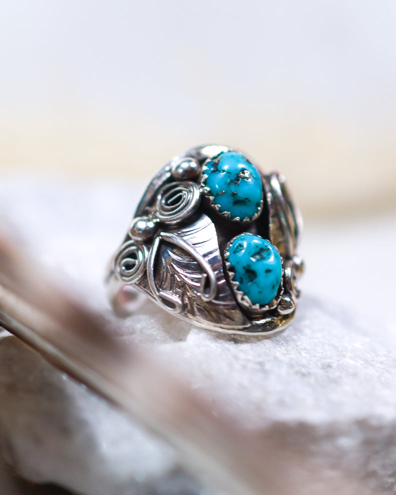 Turquoise Ring | Size 12 - Smokin' Blues Turquoise