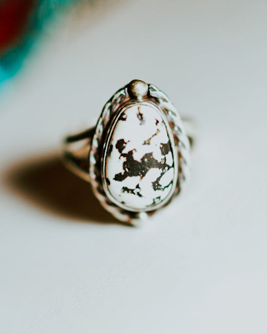 White Buffalo Ring - Smokin' Blues Turquoise