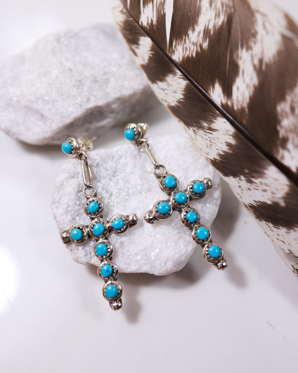 Turquoise Cross Earrings - Smokin' Blues Turquoise