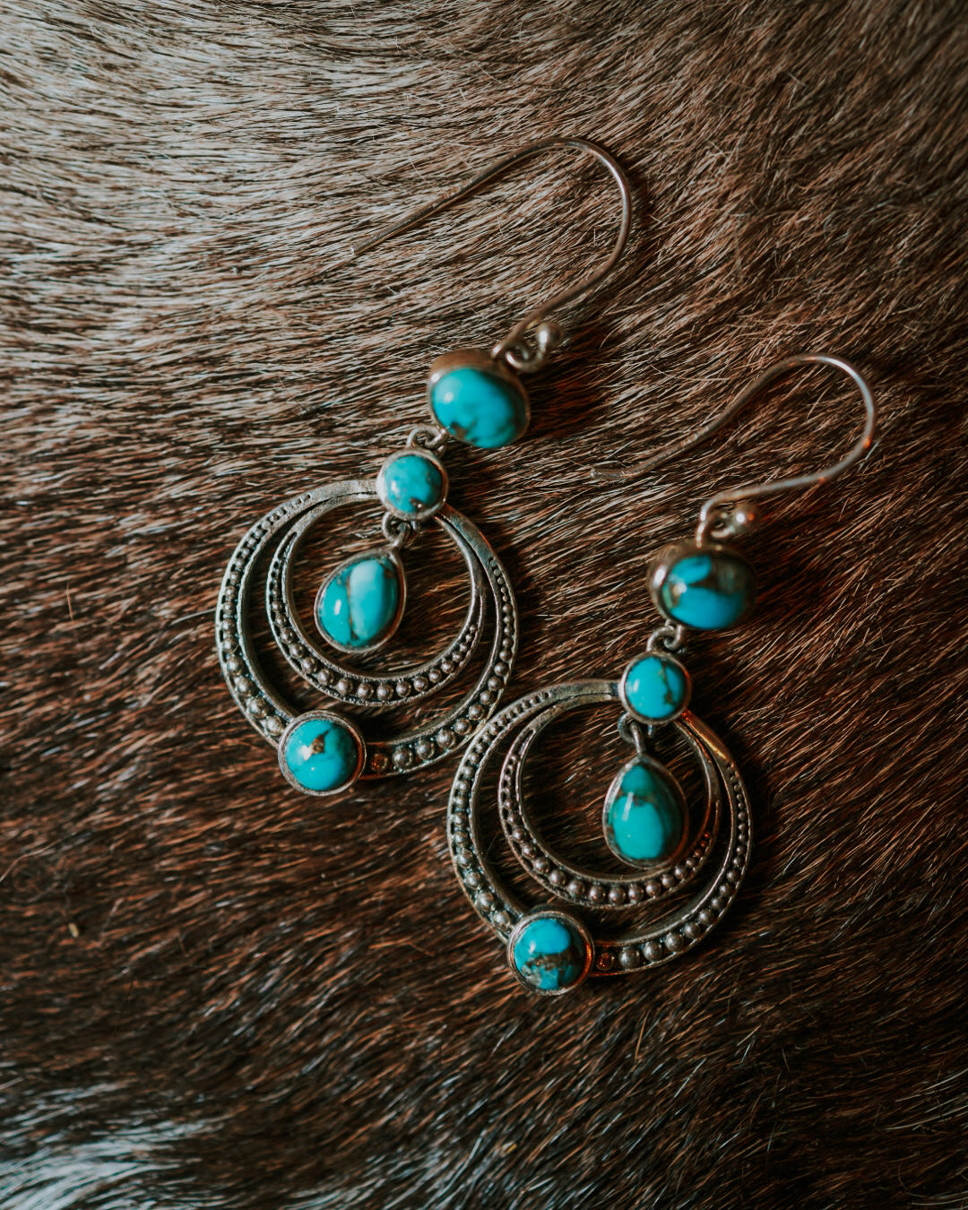 Turquoise earrings - Smokin' Blues Turquoise