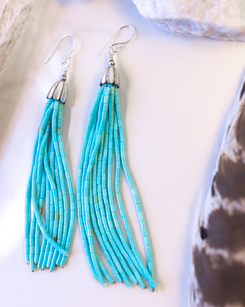 Turquoise Bead Earrings - Smokin' Blues Turquoise