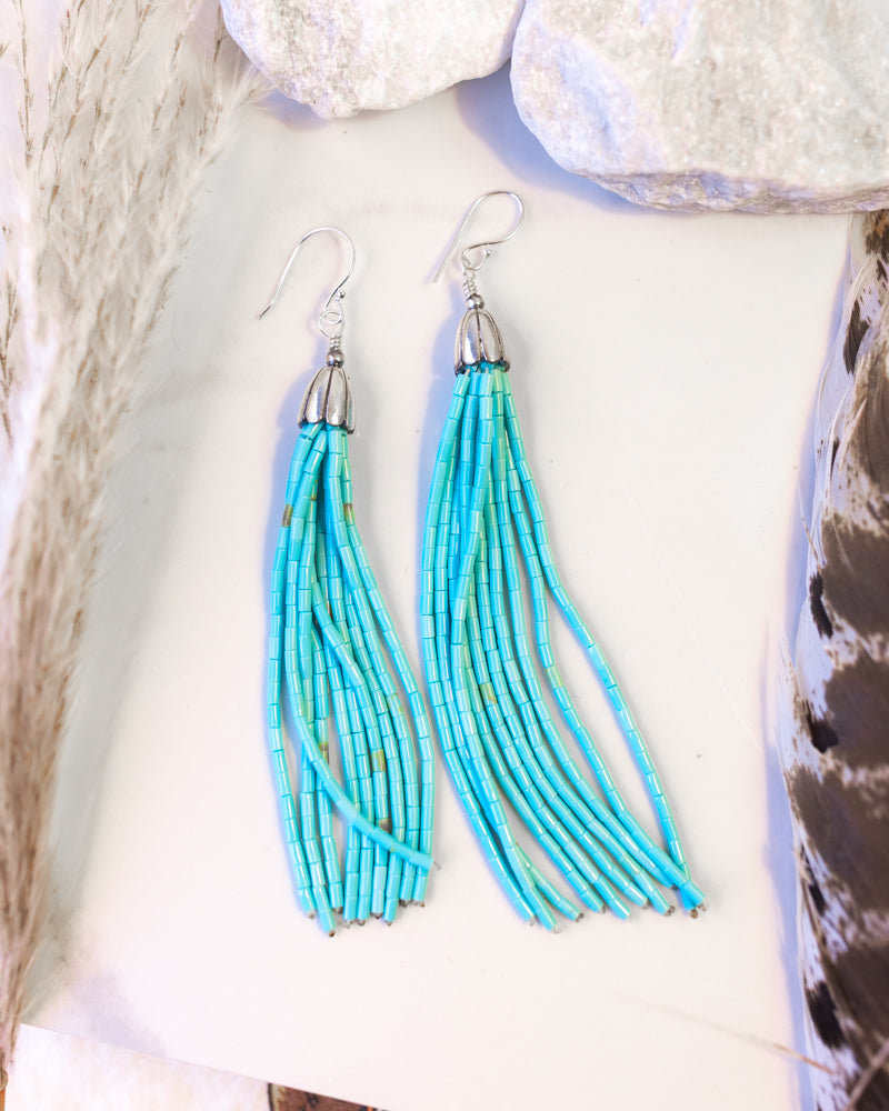 Turquoise Bead Earrings - Smokin' Blues Turquoise