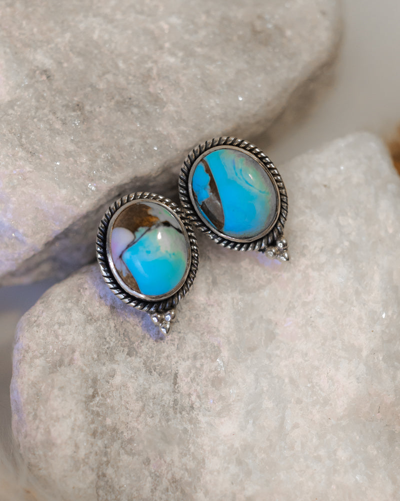 Cotton Candy Earrings - Smokin' Blues Turquoise